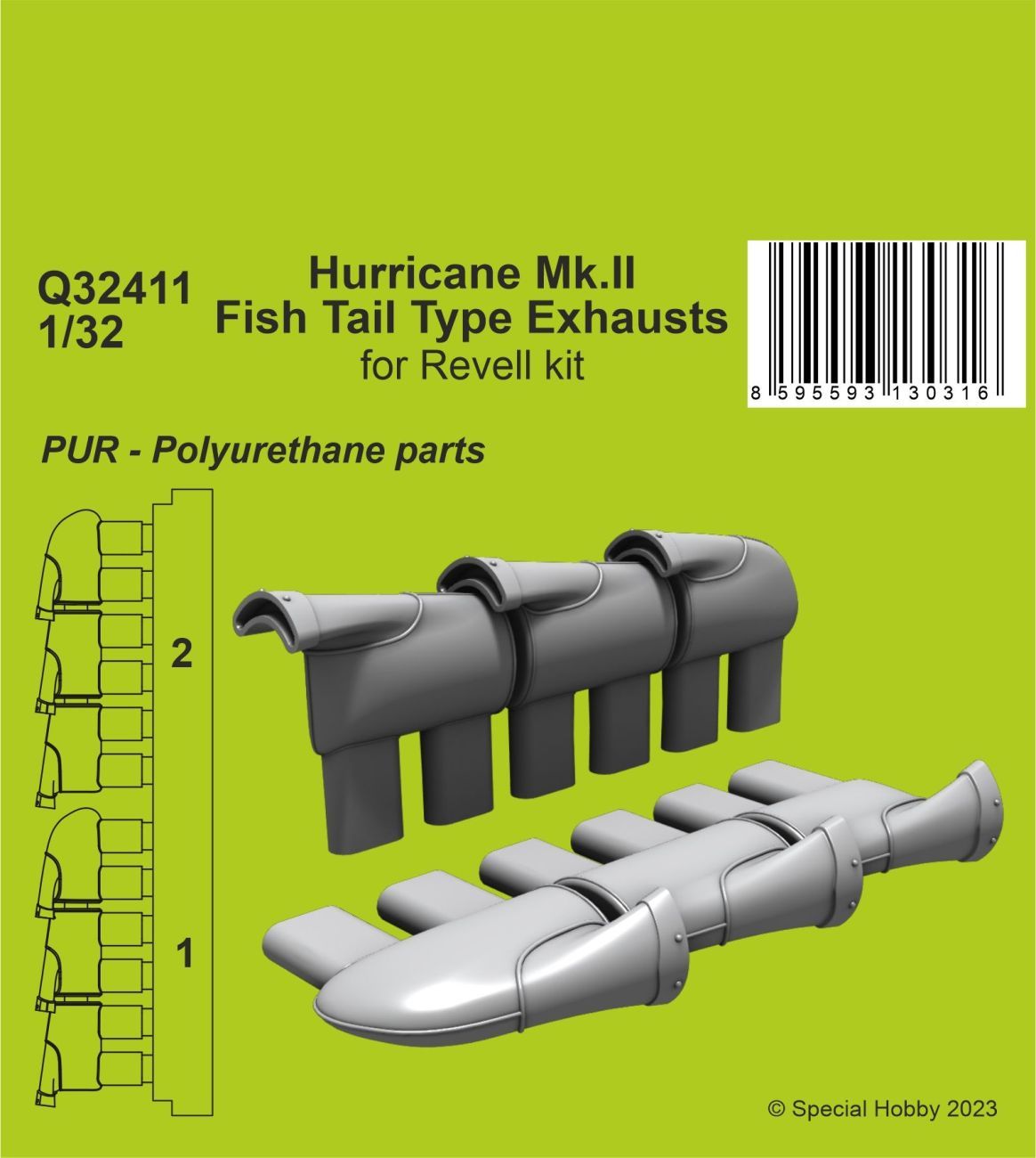 1:32 Hurricane Mk.II Fish Tail Type Exhausts