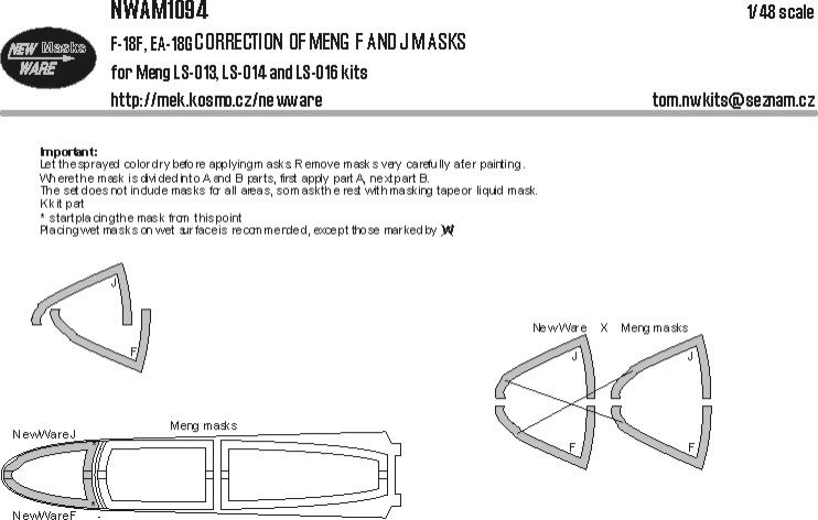 1:48 F/A-18F, EA-18G CORRECTION OF MENG F AND J MASKS
