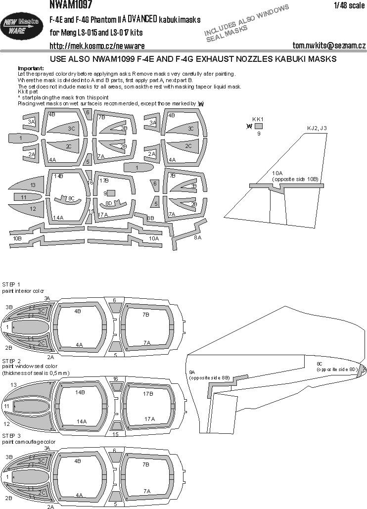 1:48 F-4E and F-4G Phantom II ADVANCED kabuki masks