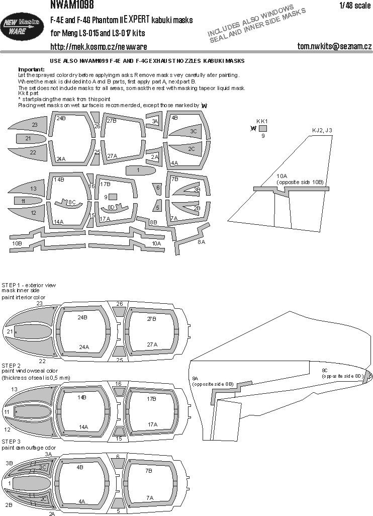 1:48 F-4E and F-4G Phantom II EXPERT kabuki masks
