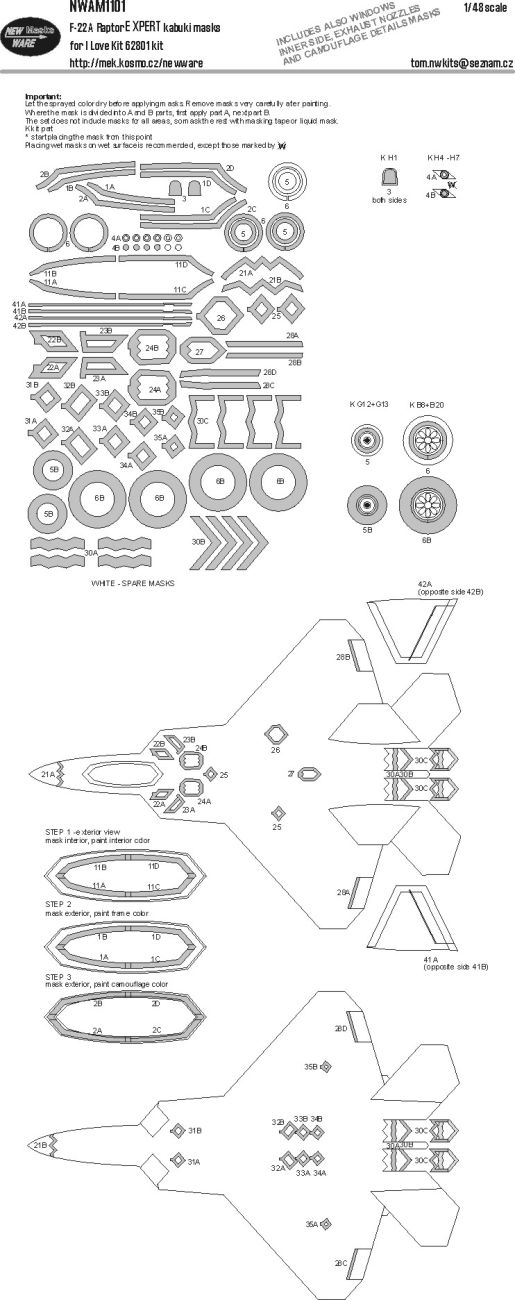 1:48 F-22A Raptor EXPERT kabuki masks