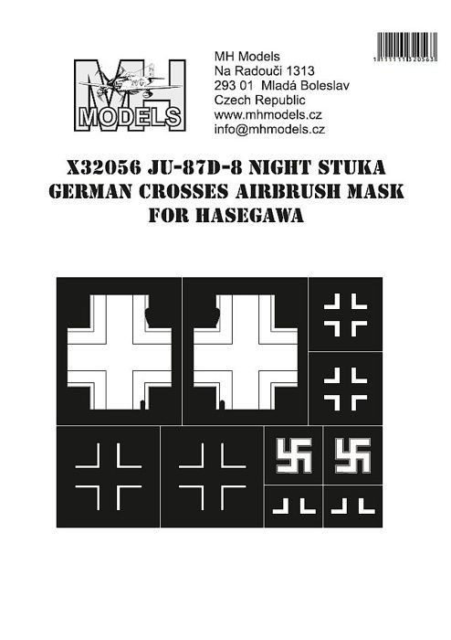 1:32 JU-87D-8 Night Stuka German Crosses Airbrush Mask for Hasegawa /HSG