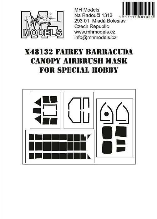 1:48 Fairey Barracuda canopy airbrush mask for Special Hobby /SPH