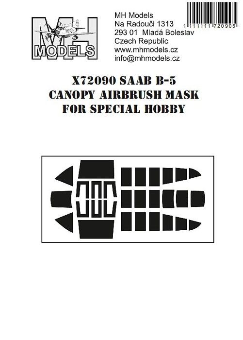 1:72 SAAB B-5 Canopy airbrush mask /SPH