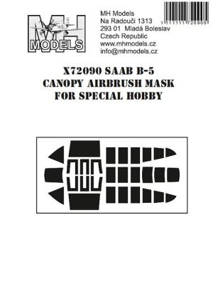 1:72 SAAB B-5 Canopy airbrush mask /SPH