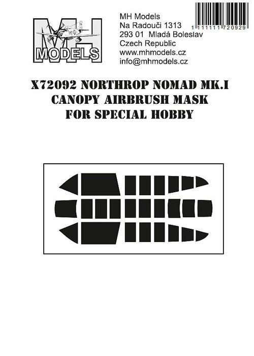 1:72 Northrop Nomad Mk.I Canopy airbrush mask /SPH