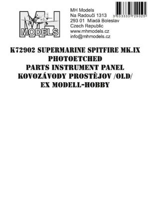 1:72 Supermarine Spitfire Mk.IX Photoetched parts instrument panel for Kovozávody Prostějov (old) ex Modell-Hobby/KVP