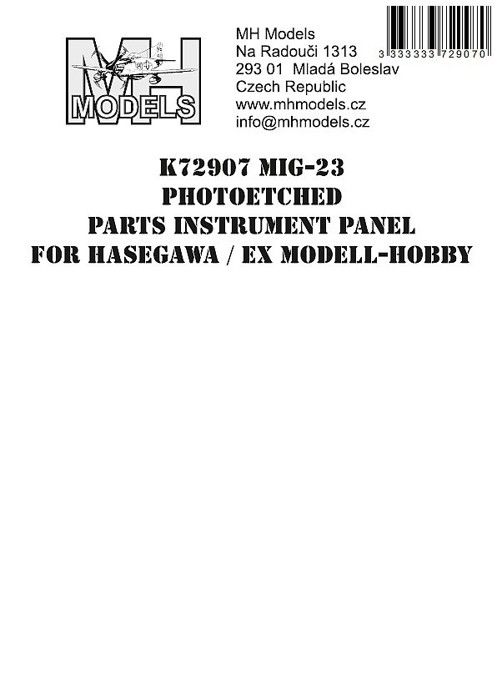 1:72 Mig-23 Photoetched parts instrument panel for Hasegawa ex Modell-Hobby /HSG