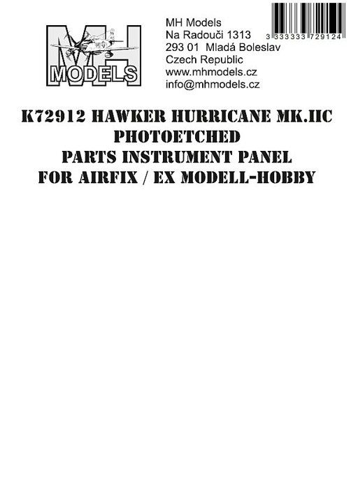 1:72 Hawker Hurricane Mk.IIC Photoetched parts instrument panel for Airfix ex Modell-Hobby /AFX