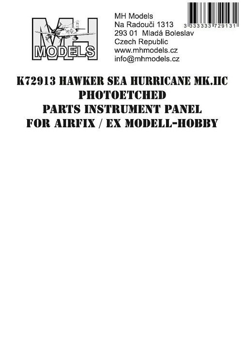1:72 Hawker Sea Hurricane Mk.IIC Photoetched parts instrument panel for Airfix ex Modell-Hobby /AFX