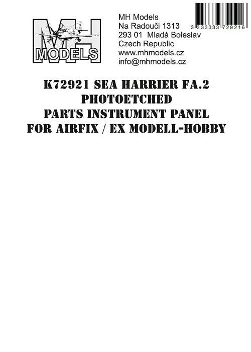 1:72 Sea Harrier FA.2 Photoetched parts instrument panel for Airfix ex Modell-Hobby /AFX