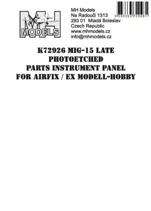1:72 Mig-15 Late Photoetched parts instrument panel for Airfix ex Modell-Hobby /AFX