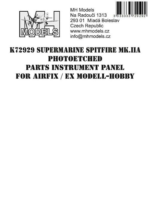 1:72 Supermarine Spitfire Mk.IIa Photoetched parts instrument panel for Airfix ex Modell-Hobby /AFX
