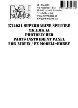 1:72 Supermarine Spitfire Mk.I/Mk.Ia Photoetched parts instrument panel for Airfix ex Modell-Hobby /AFX