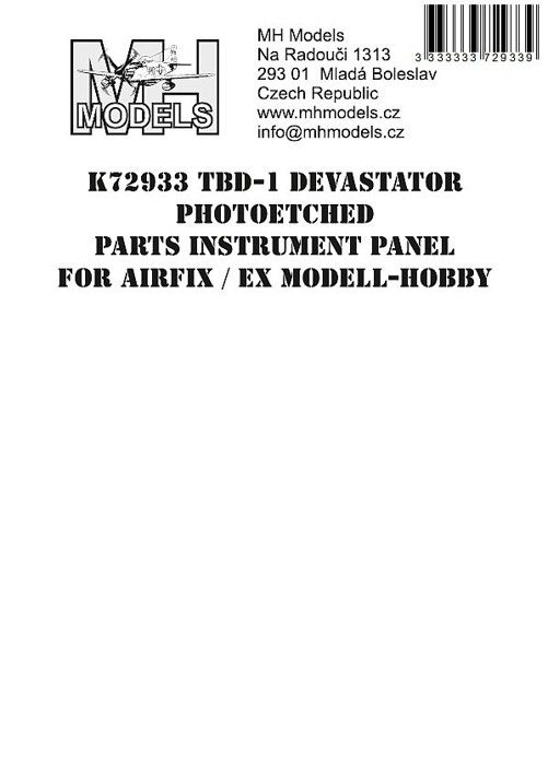 1:72 TBD-1 Devastator Photoetched parts instrument panel for Airfix ex Modell-Hobby /AFX