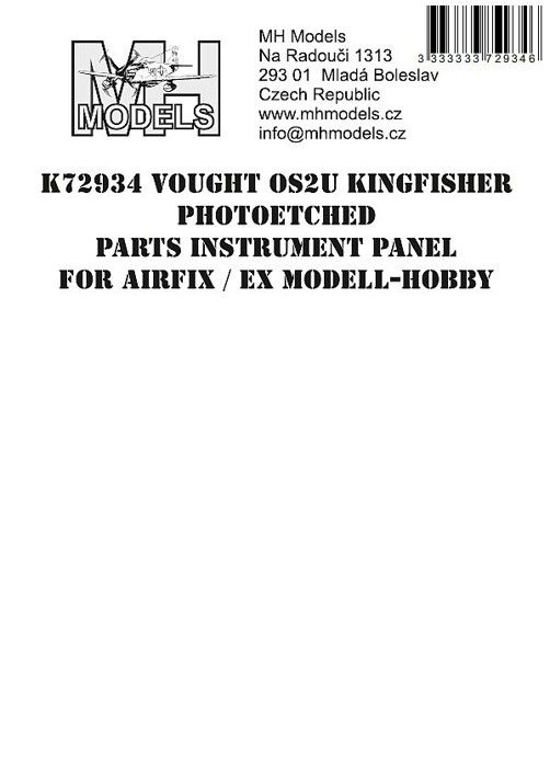 1:72 Vought OS2U Kingfisher Photoetched parts instrument panel for Airfix ex Modell-Hobby /AFX