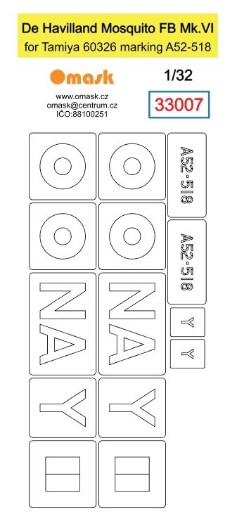 1:32 De Havilland Mosquito FB Mk.VI (for Tamiya 60326 marking A52-518)