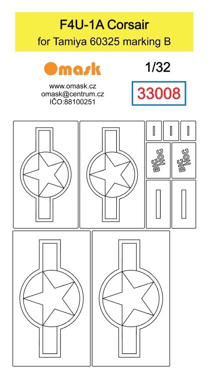 1:32 F4U-1A Corsair mask (for Tamiya 60325 marking B)
