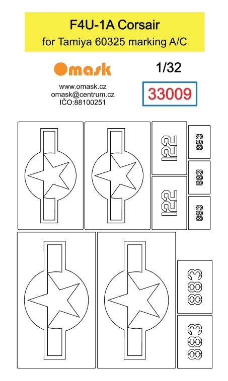 1:32 F4U-1A Corsair mask (for Tamiya 60325 marking A/C)