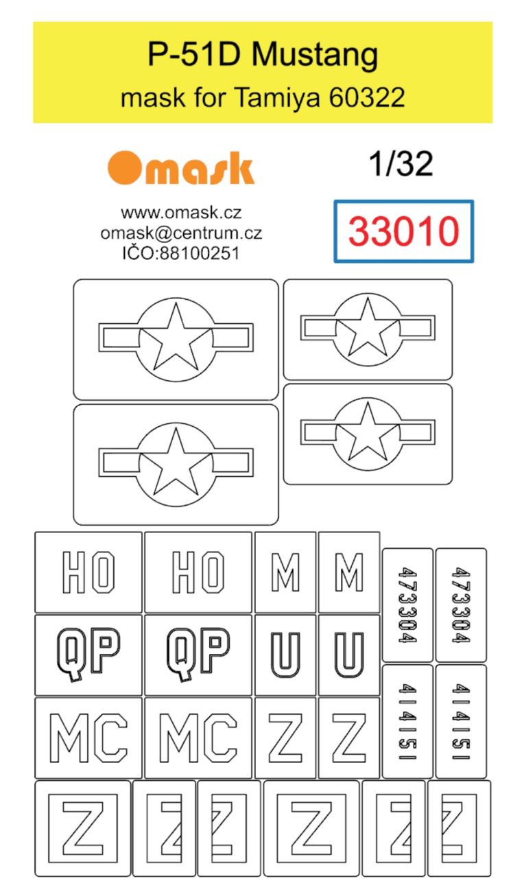 1:32 P-51D Mustang mask (for Tamiya 60322)