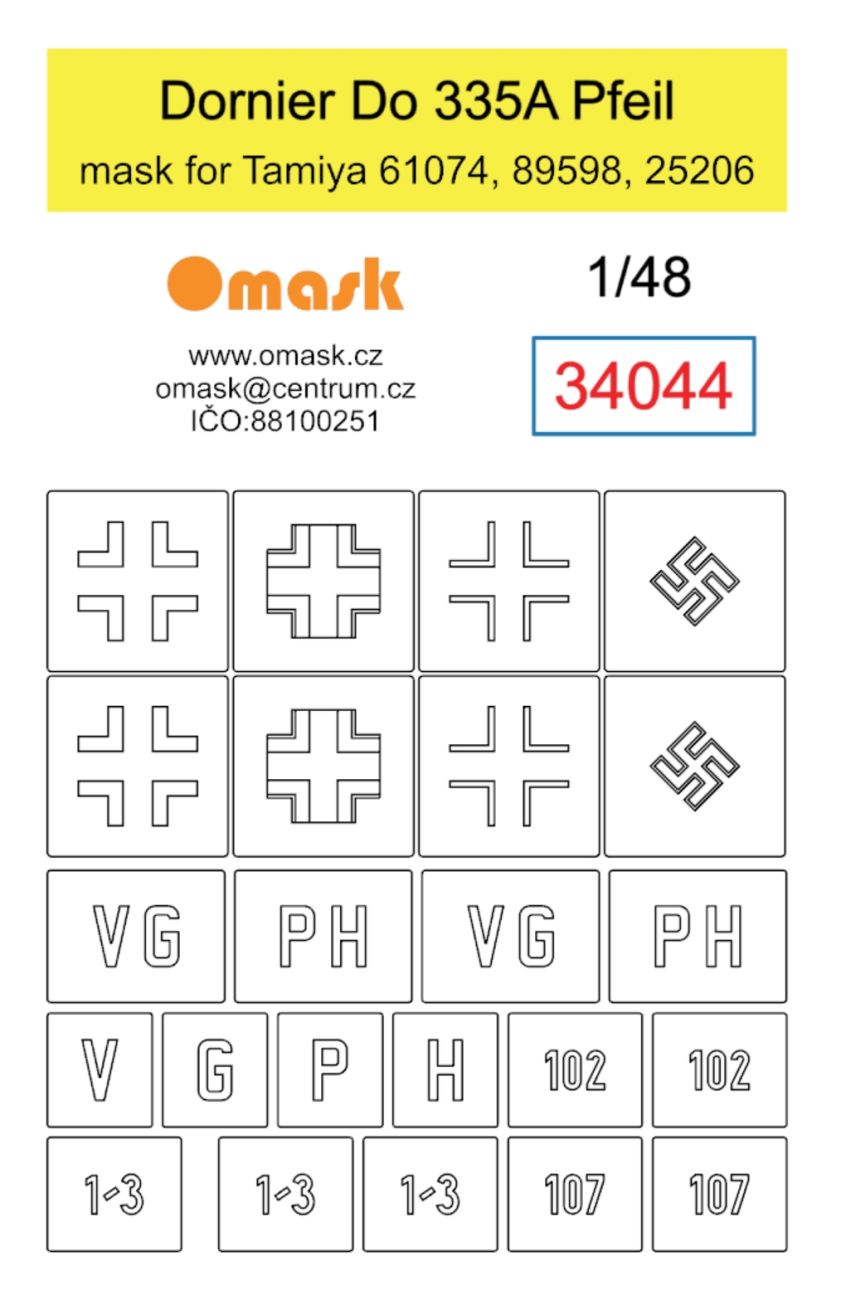 1:48 Dornier Do 335A Pfeil mask (for Tamiya 31074, 89598, 25206)