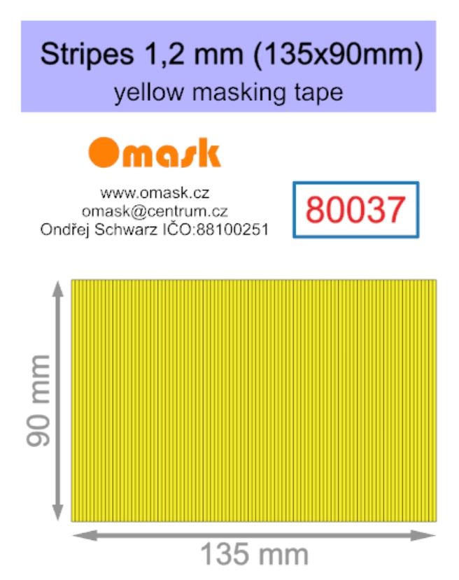 Stripes 1,2 mm (135x90mm) yellow masking tape