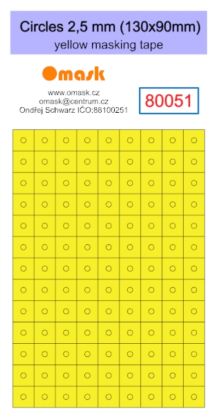 Circles 2,5 mm (130x90mm) yellow masking tape