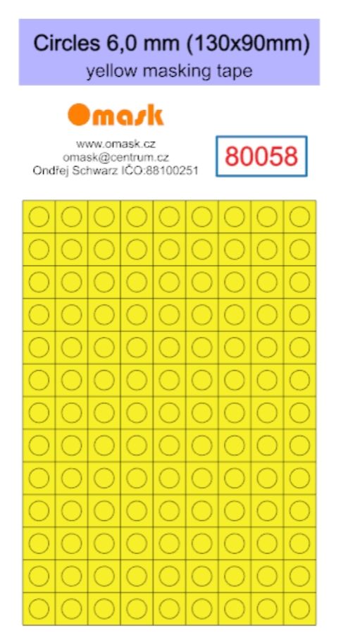 Circles 6,0 mm (130x90mm) yellow masking tape