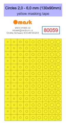 Circles 2,0-6,0 mm (130x90mm) yellow masking tape