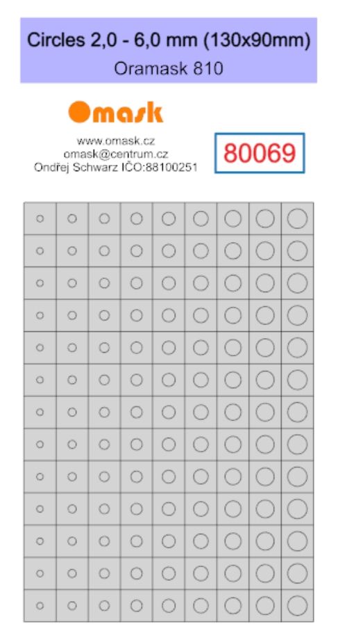 Circles 2,0-6,0 mm (130x90mm) Oramask foil