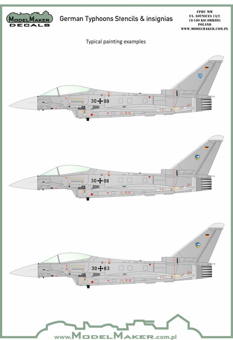 1:32 German Eurofighter EF-2000A Typhoons Stencils and insignias