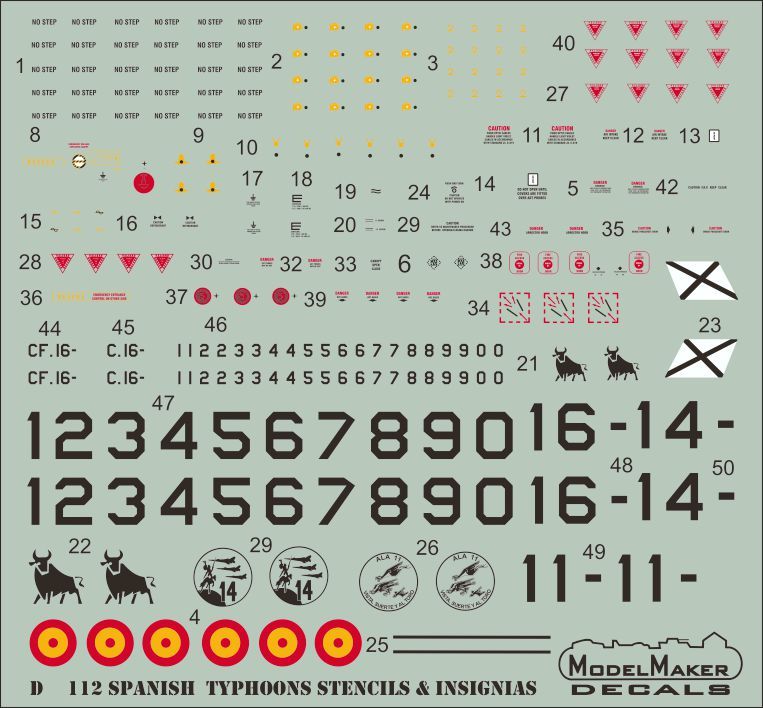 1:48 Spanish Typhoons stencils and insignias