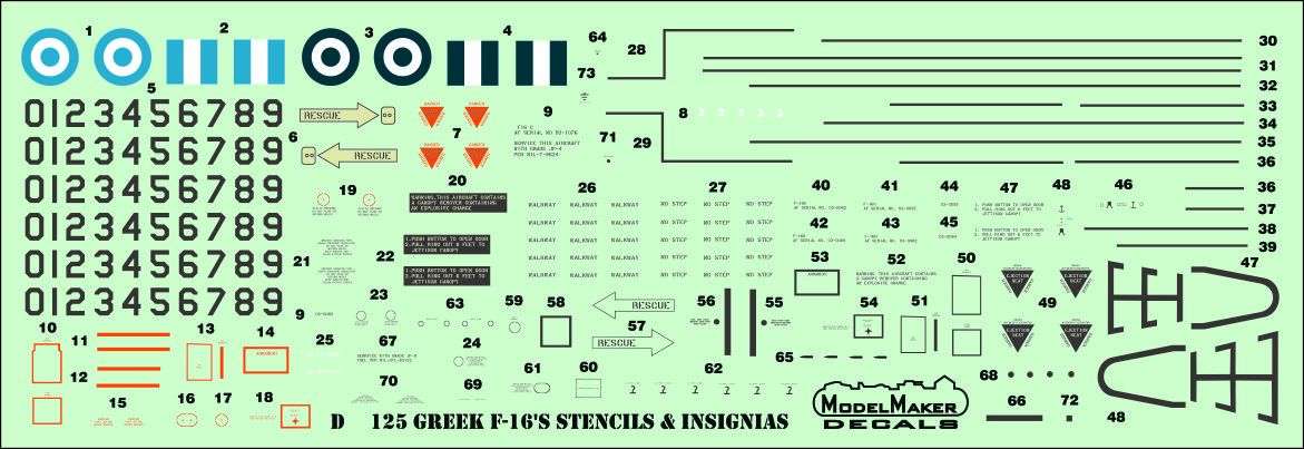 1:48 Greek Lockheed-Martin F-16C/D's stencils & insignias
