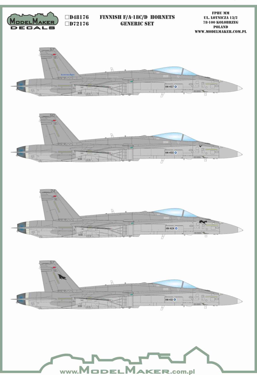 1:48 Finnish McDonnell-Douglas F/A-18C/D Hornets - generic set