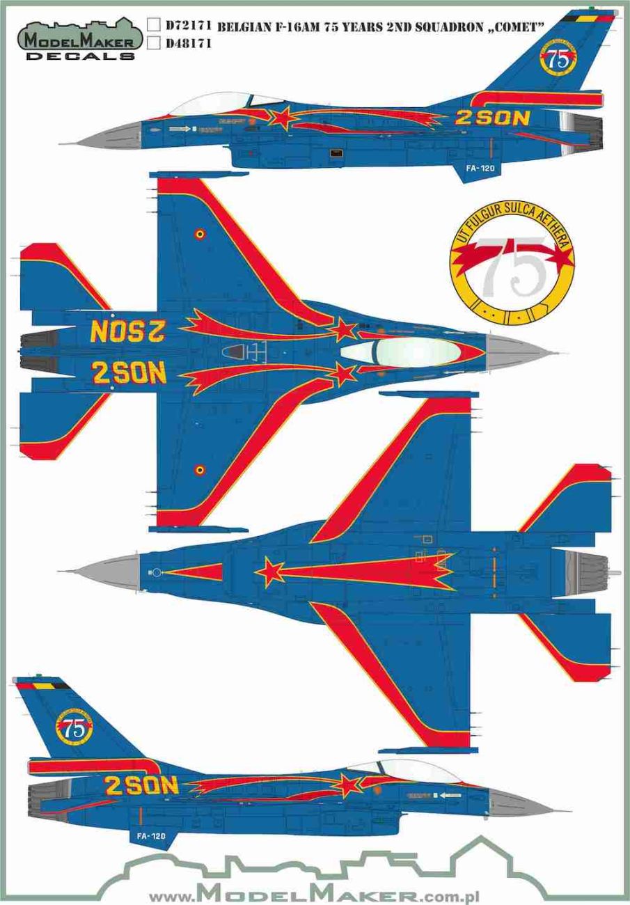 1:72 Belgian F-16AM 75 Years 2ND Squadron Comet