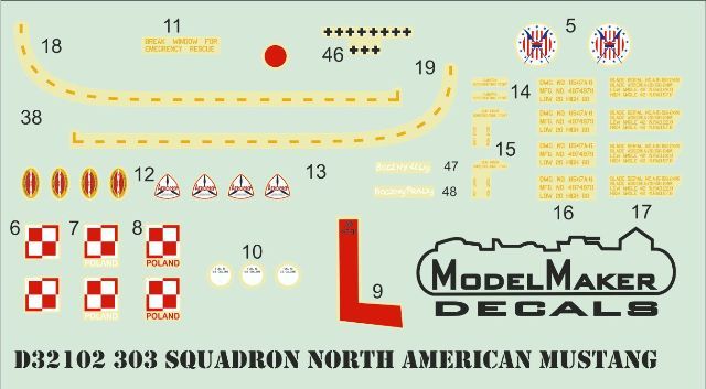 1:32 303 Squadron North Ameriacan Mustangs mask + decal