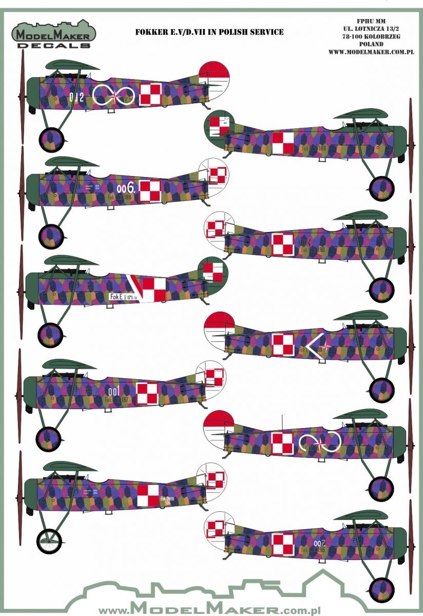 1:32 Fokker E.V/D.VII in Polish service Aircraft decals and paint masks