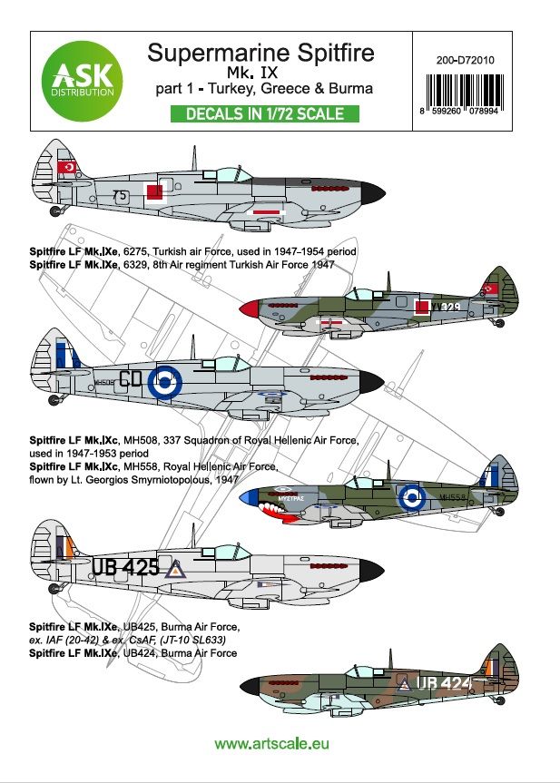 1:72 Spitfire Mk.IXc and Mk.IXe part 1 - Greece, Türkiye, Barma