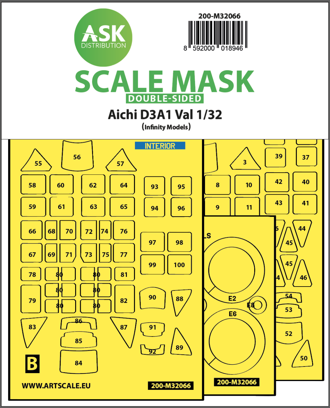 1:32 Aichi D3A1 Val double-sided express self adhesive mask for Infinity 3206