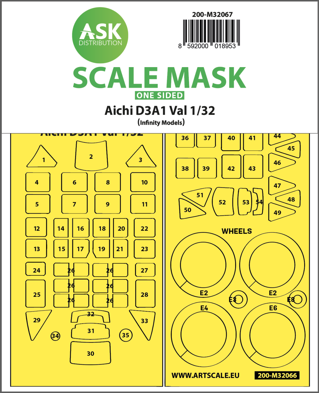 1:32 Aichi D3A1 Val one-sided express self adhesive mask for Infinity 3206