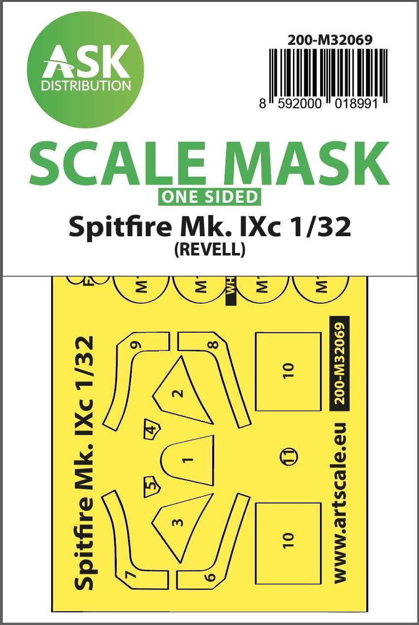 1:32 Spitfire Mk.IXc double-sided fit mask for Revell