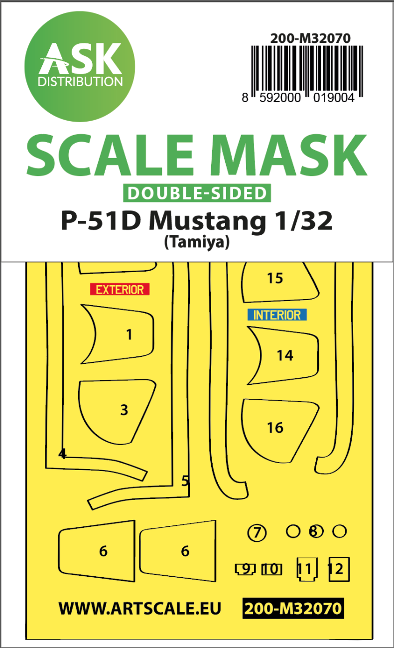 1:32 P-51D Mustang double-sided fit mask for Tamiya