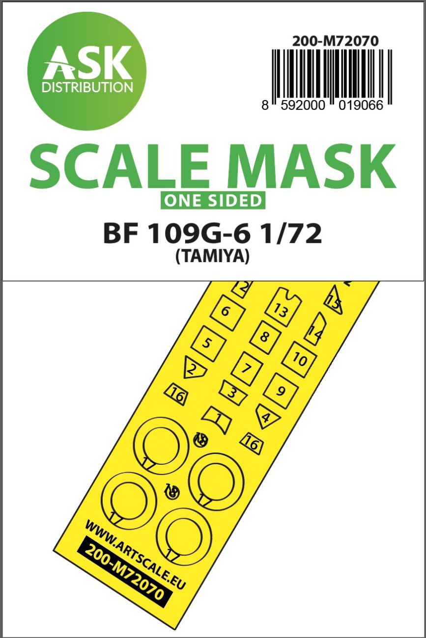 1:72 Bf 109G-6 one-sided express fit mask for Tamiya