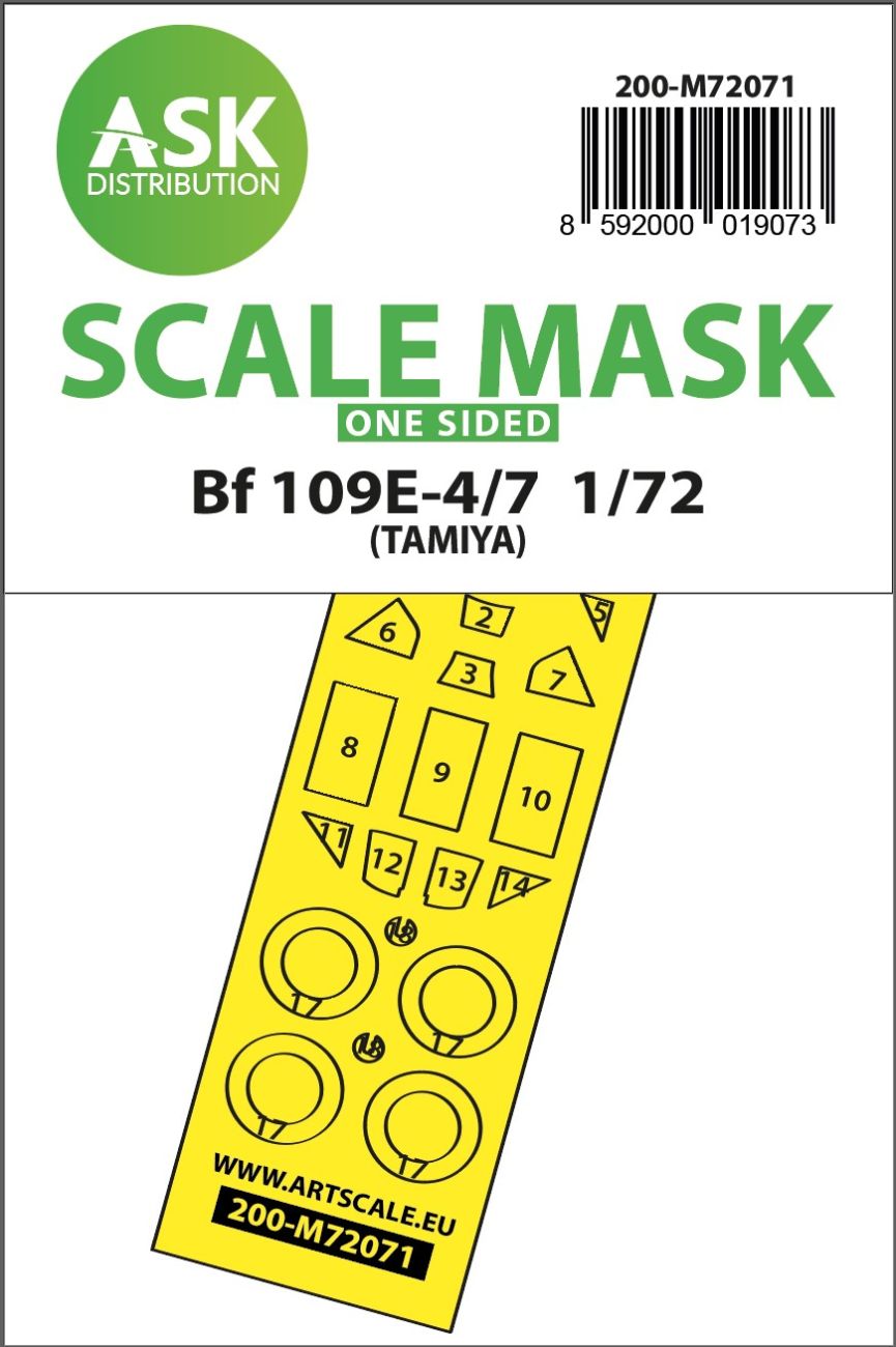 1:72 Bf 109E-4/7 one-sided express fit mask for Tamiya
