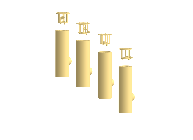 1:35 HL210/230 exhaust muffler for Tiger I early/ mid(from January 1943 - August 1943), for 2 vehicles, 4 pcs. open and 4 pcs. closed covers, Border and RFM kits