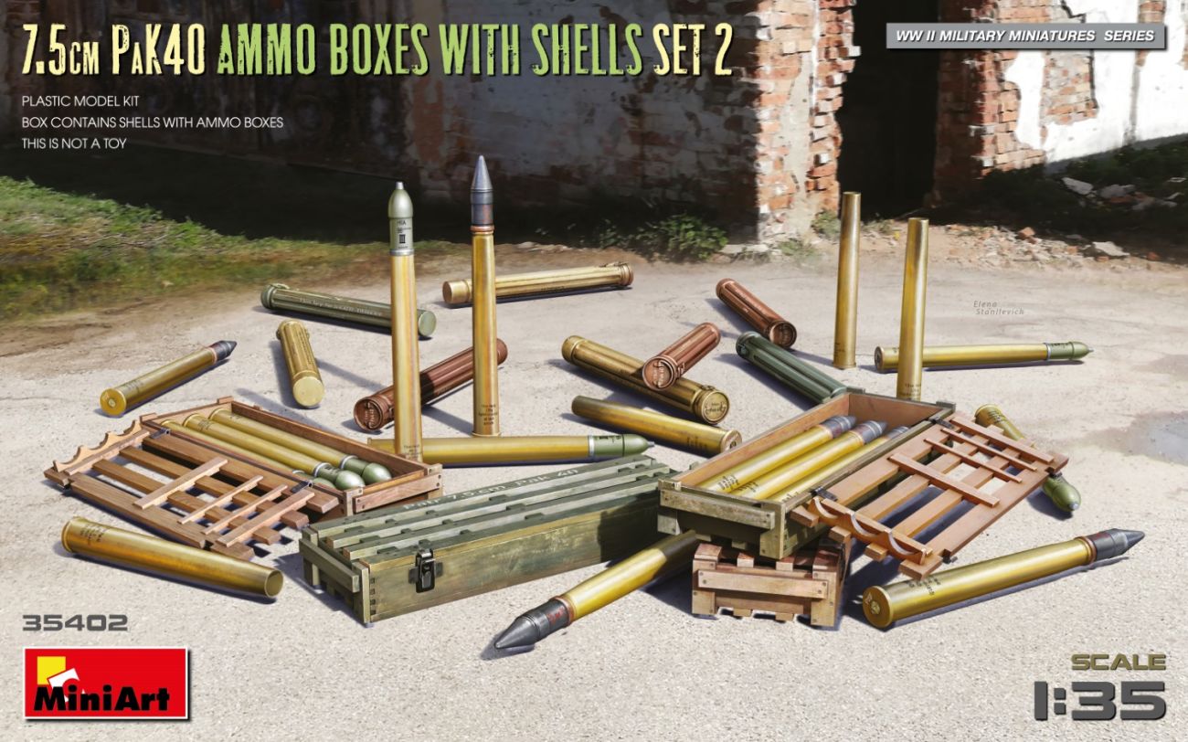 1:35 7.5cm PaK40 AMMO BOXES WITH SHELLS SET 2