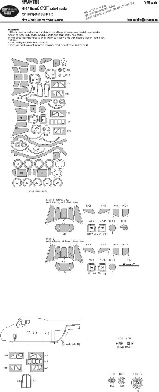 1:48 Mi-4A Hound EXPERT Kabuki Masks For Trumpeter