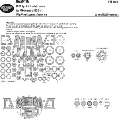 1:48 Mi-17 Hip BASIC Kabuki Masks For AMK/Annetra 88010 Kit