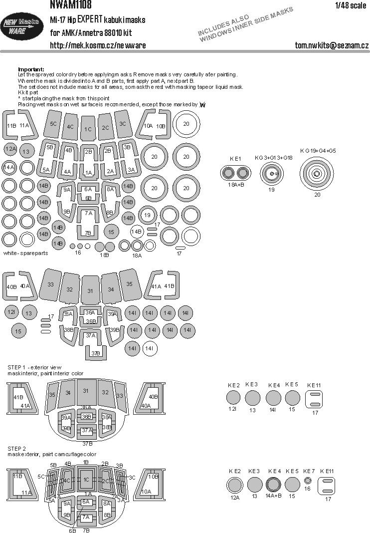 1:48 Mi-17 Hip EXPERT Kabuki Masks For AMK/Annetra 88010 Kit