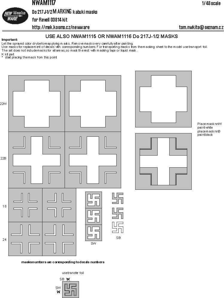 1:48 Do 217 J-1/2 MARKING kabuki masks